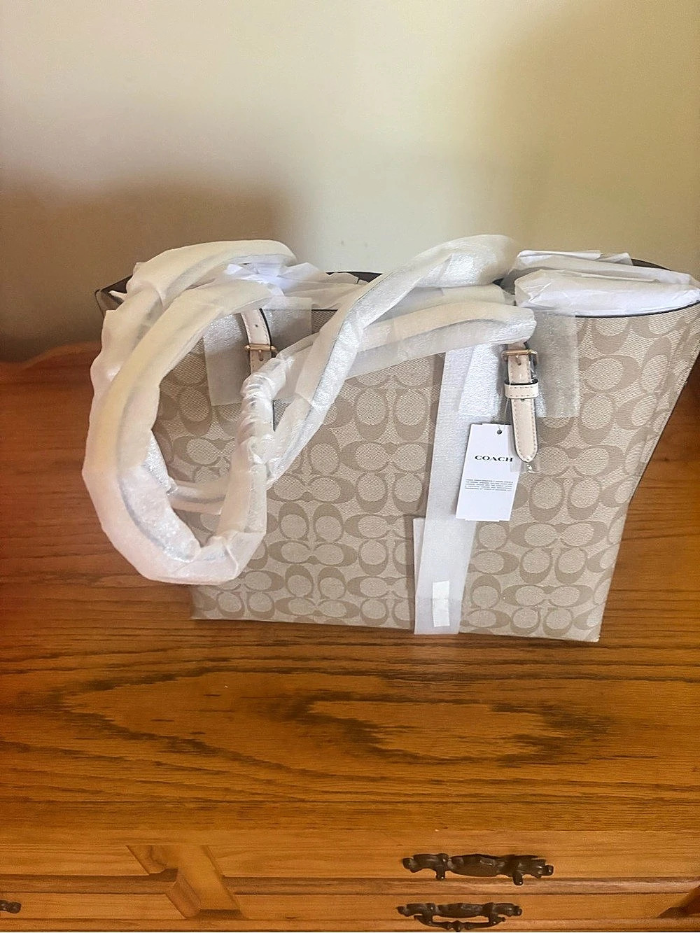 Coach SIG MOLLIE TOTE in Beige NWT